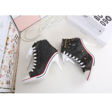 Zapatos de mujer de punta redonda con tacones altos de mezclilla