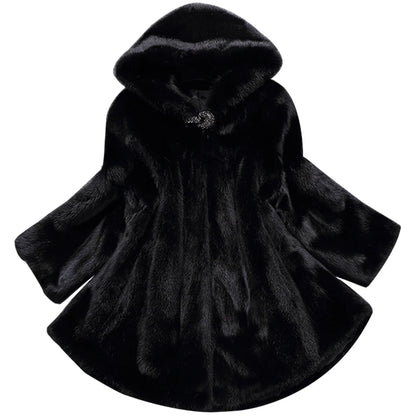 Lautaro - Abrigo de piel sintética de visón suave y grueso para mujer, color negro, cálido, de invierno, con capucha, elegante y lujoso, talla 2022, 4xl, 5xl, 6xl, 7xl