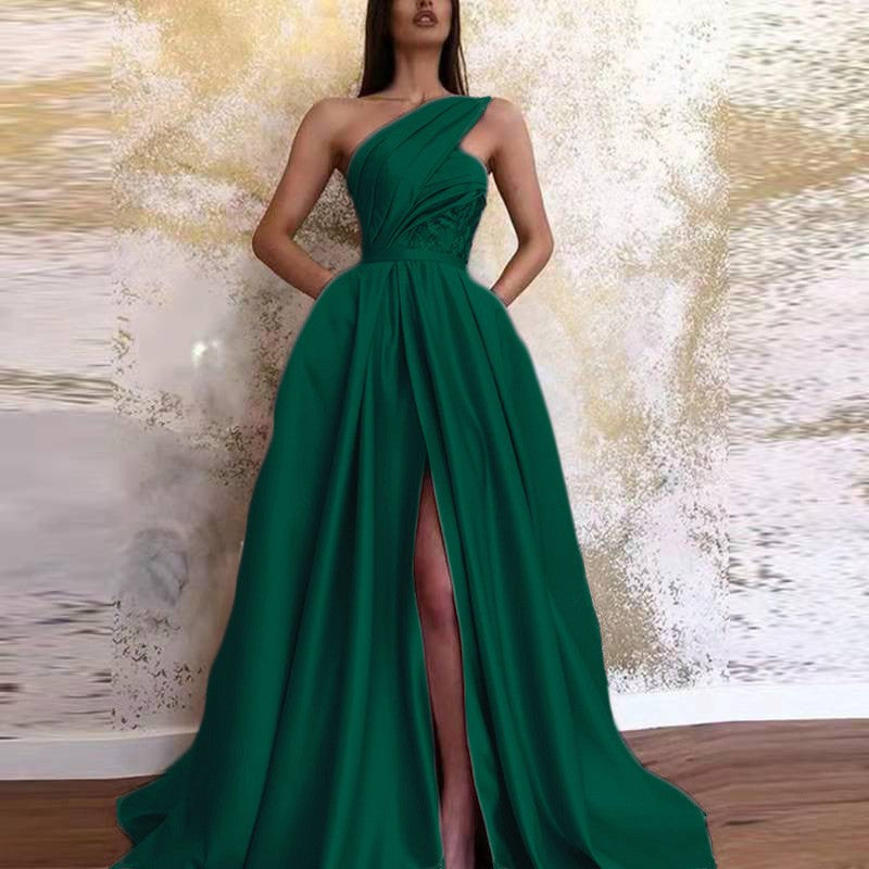 Spring Sexy Split Shoulder Dress Maxi Dress Evening Dress Women