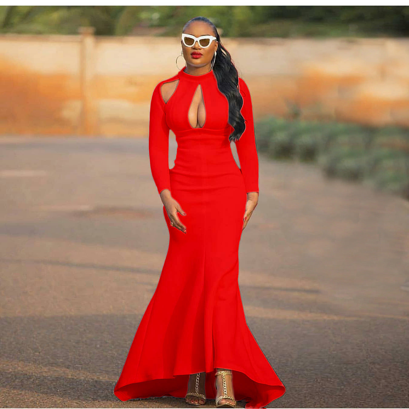 Autumn Women Clothing High Waist Sexy Fishtail Dress African Dress