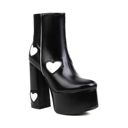 Plus Size Plateau-Damenstiefel Herzförmige Farbblock-High Heels