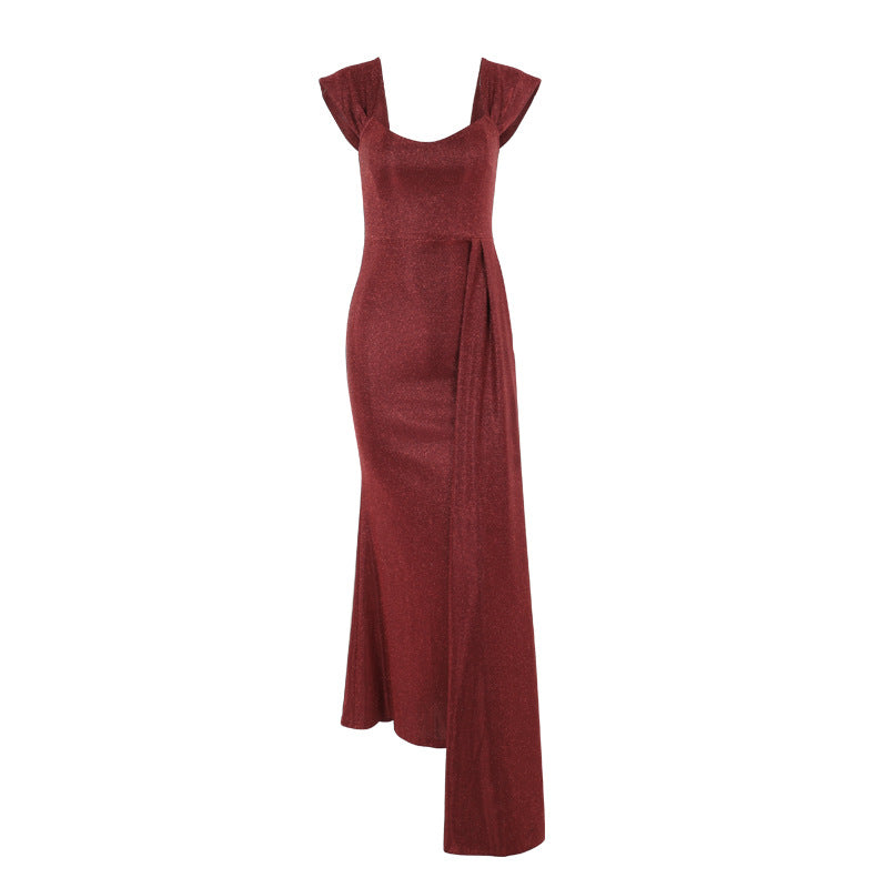 Autumn Socialite Elegant Slim Fit Thin Glittering Vest Maxi Dress Women