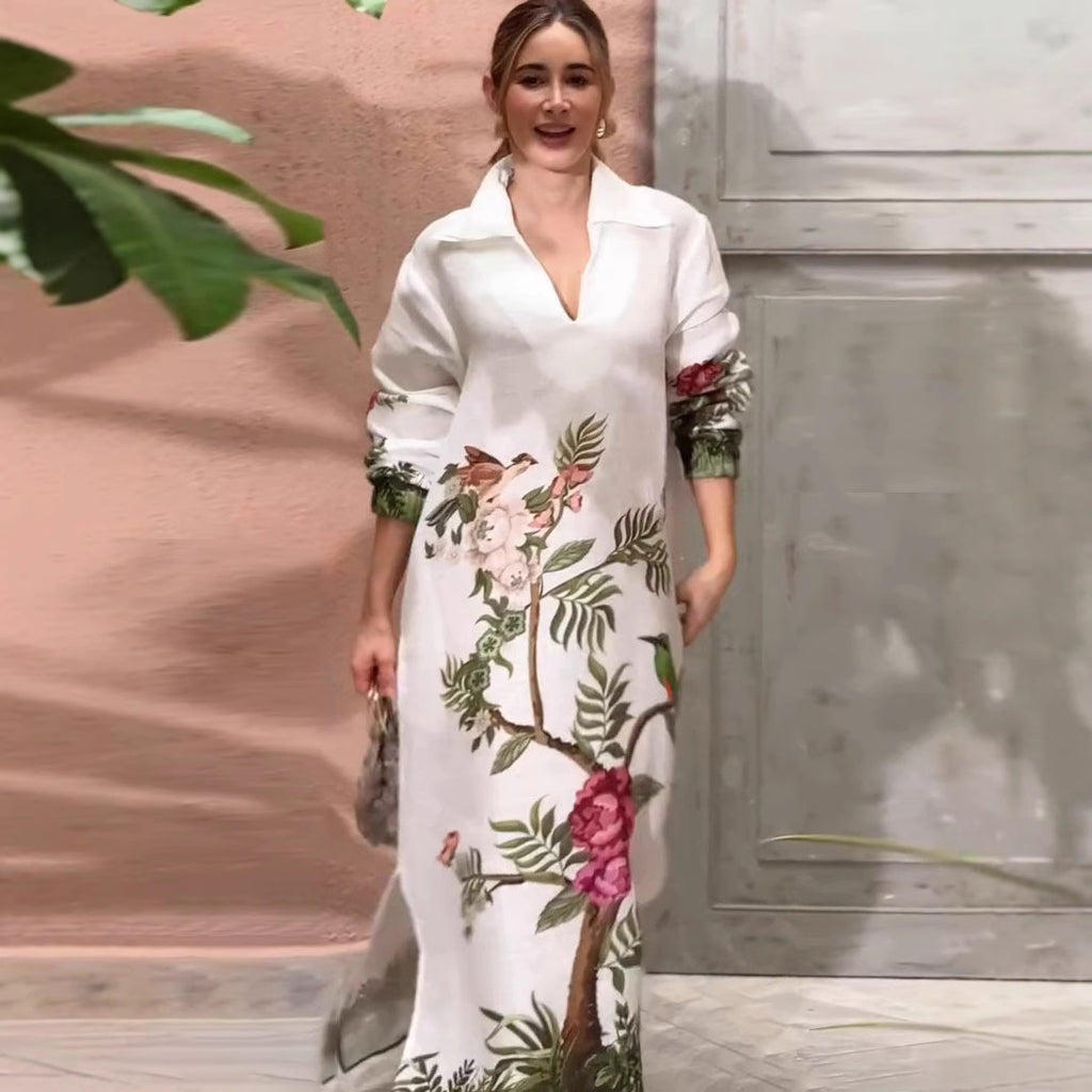 Autumn Simple Personality Elegant Graceful Independent Cutting Positioning Printing Dress