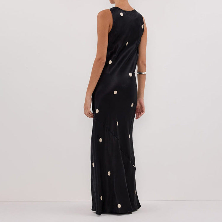 Women Clothing Digital Printing Polka Dot Dress Summer Sleeveless Vest Maxi Dress
