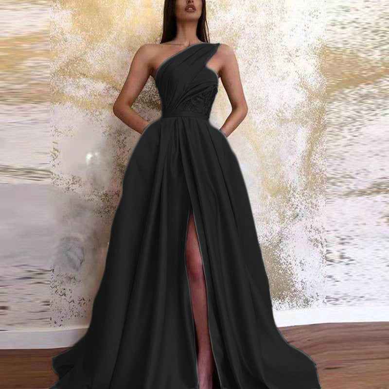 Spring Sexy Split Shoulder Dress Maxi Dress Evening Dress Women