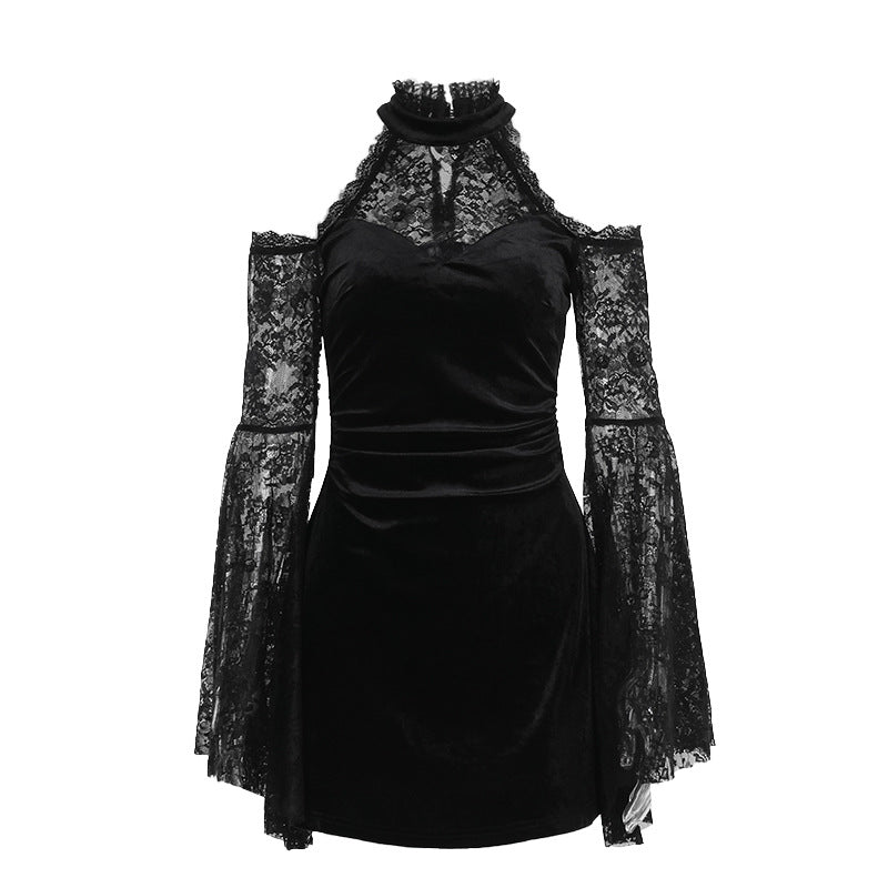 Autumn Sexy Hip Slim Lace Stitching Dress Women