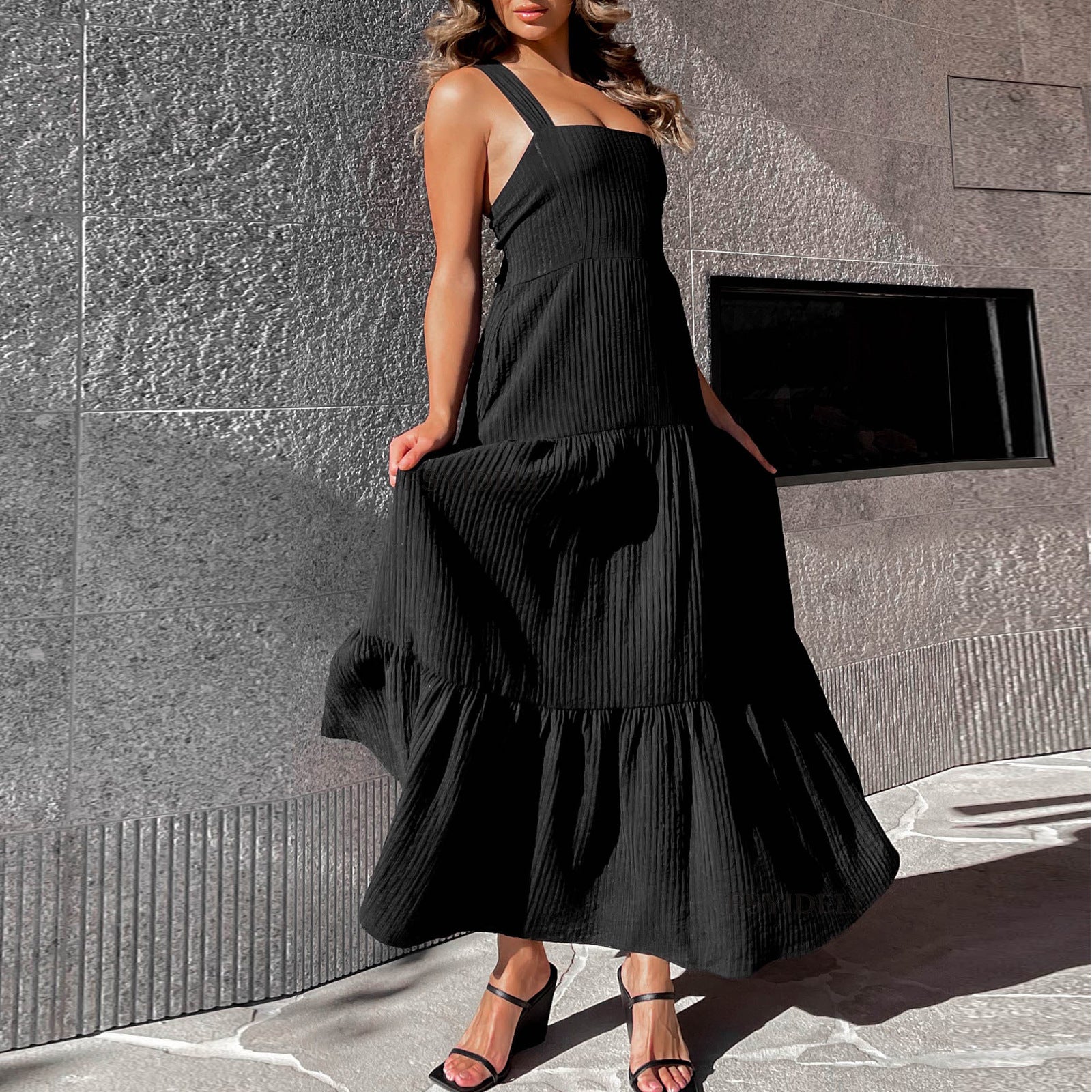 Vacation Dress High Grade Women Clothing Dress Summer Lace up Bandeau Sling Maxi Dress Floor Length Dress