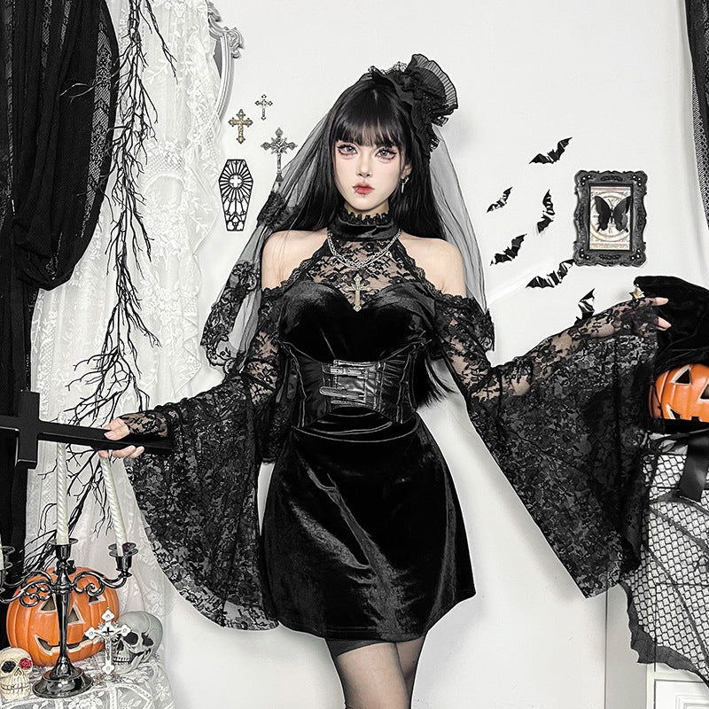 Autumn Sexy Hip Slim Lace Stitching Dress Women