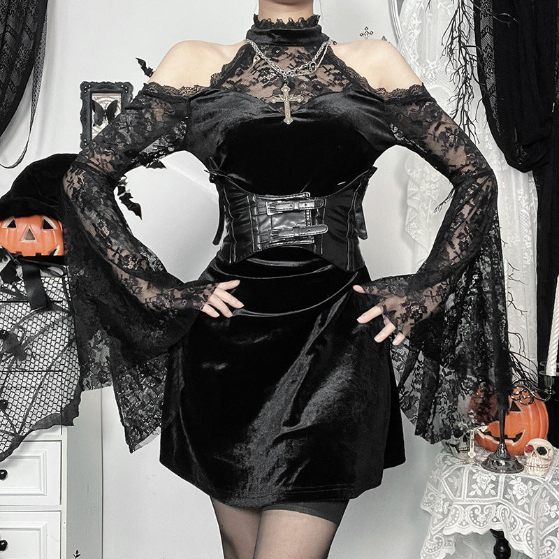 Autumn Sexy Hip Slim Lace Stitching Dress Women