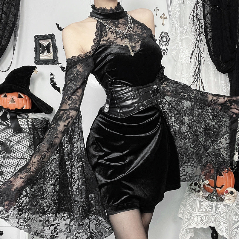 Autumn Sexy Hip Slim Lace Stitching Dress Women