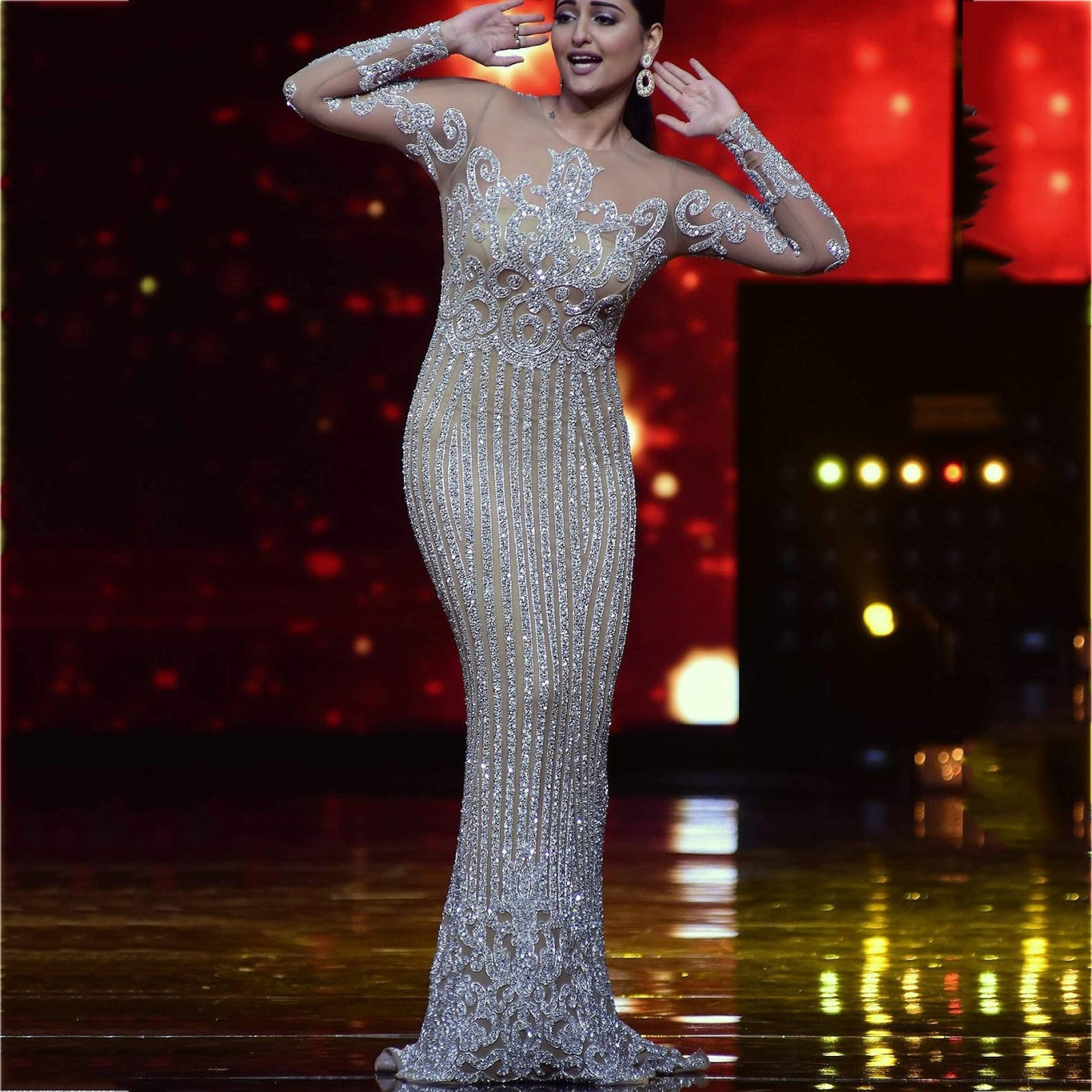 Women Clothing Sexy Bronzing Long Sleeve Ball Gown Dress Maxi Dress