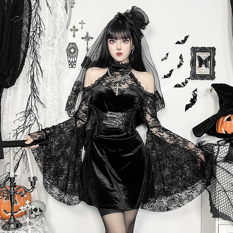 Autumn Sexy Hip Slim Lace Stitching Dress Women